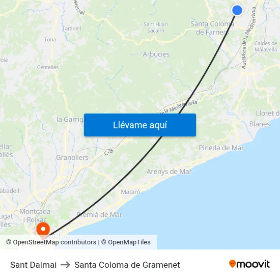 Sant Dalmai to Santa Coloma de Gramenet map