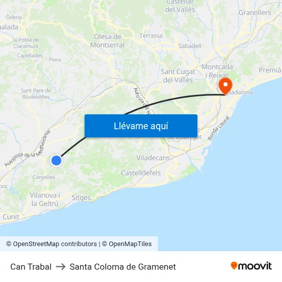 Can Trabal to Santa Coloma de Gramenet map