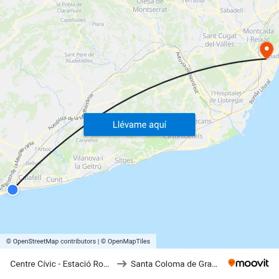 Centre Cívic - Estació Rodalies to Santa Coloma de Gramenet map