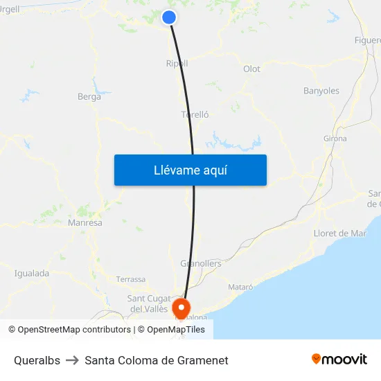 Queralbs to Santa Coloma de Gramenet map