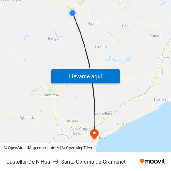 Castellar De N'Hug to Santa Coloma de Gramenet map