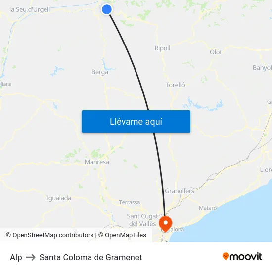 Alp to Santa Coloma de Gramenet map