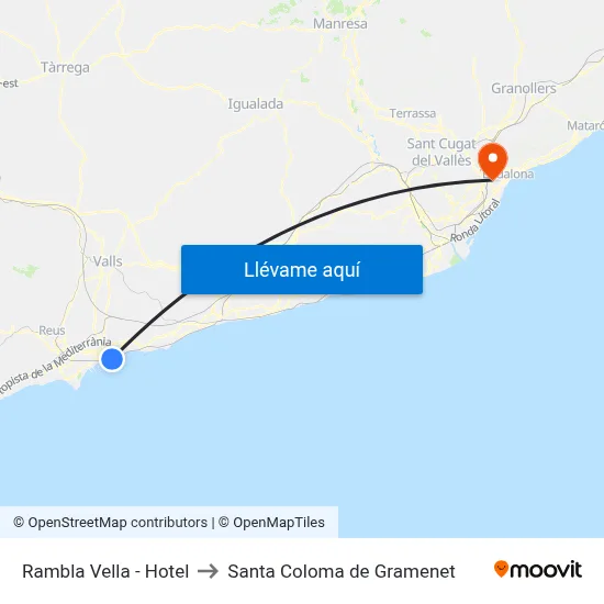 Rambla Vella - Hotel to Santa Coloma de Gramenet map