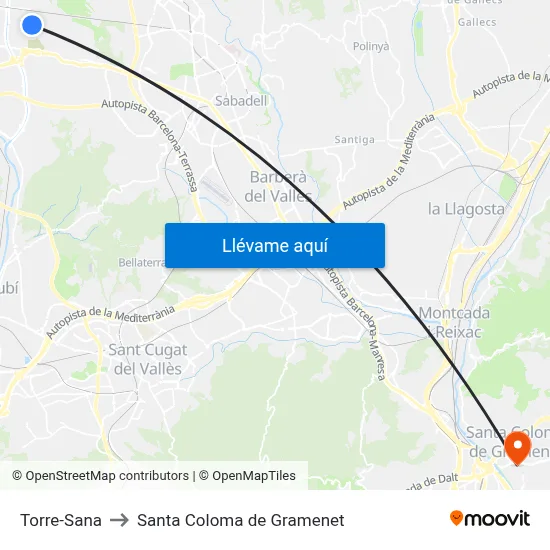 Torre-Sana to Santa Coloma de Gramenet map