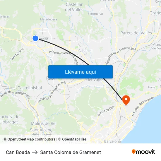 Can Boada to Santa Coloma de Gramenet map