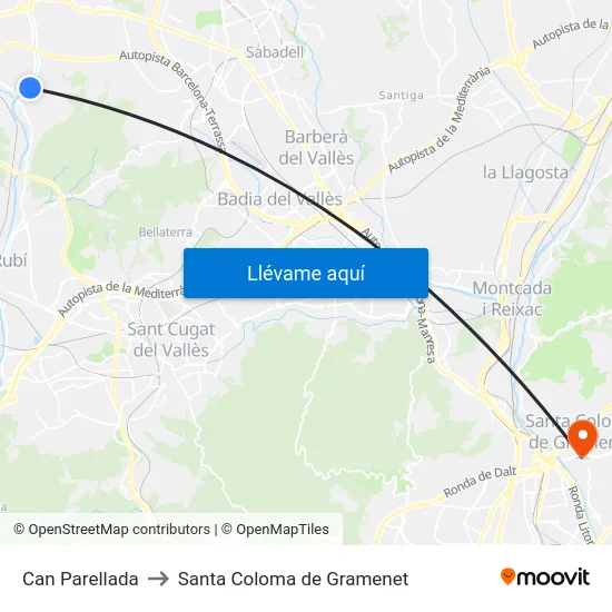 Can Parellada to Santa Coloma de Gramenet map