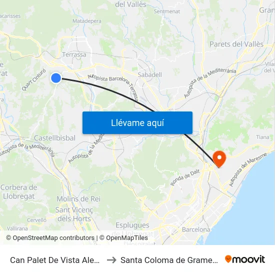 Can Palet De Vista Alegre to Santa Coloma de Gramenet map