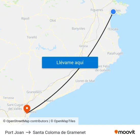 Port Joan to Santa Coloma de Gramenet map