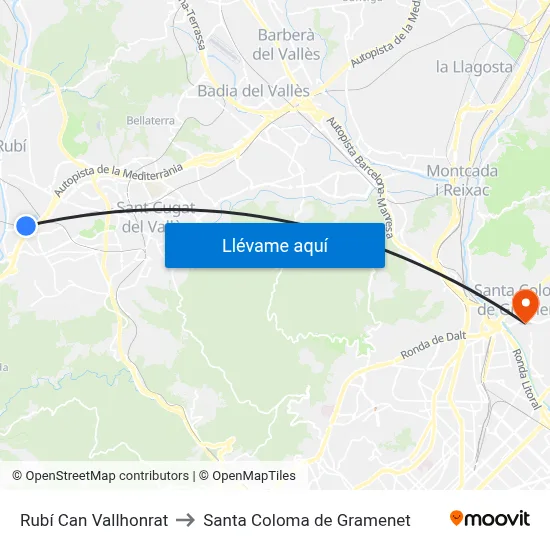 Rubí Can Vallhonrat to Santa Coloma de Gramenet map