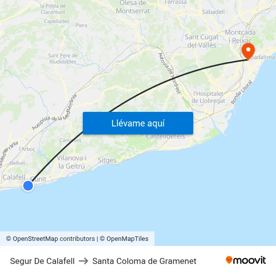Segur De Calafell to Santa Coloma de Gramenet map