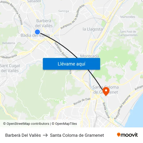 Barberà Del Vallès to Santa Coloma de Gramenet map