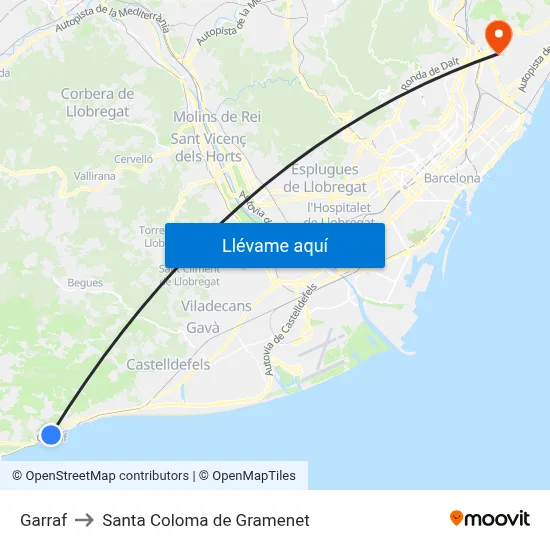 Garraf to Santa Coloma de Gramenet map