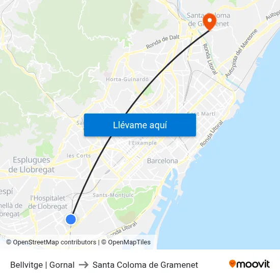 Bellvitge | Gornal to Santa Coloma de Gramenet map