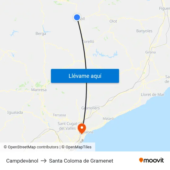 Campdevànol to Santa Coloma de Gramenet map