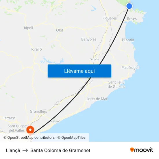 Llançà to Santa Coloma de Gramenet map