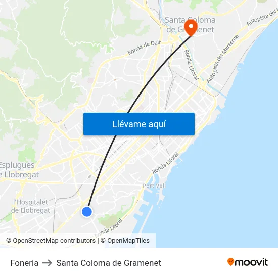 Foneria to Santa Coloma de Gramenet map