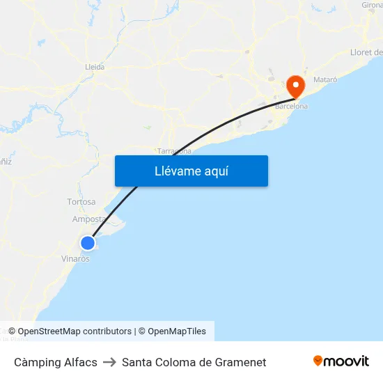 Càmping Alfacs to Santa Coloma de Gramenet map