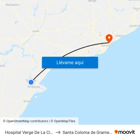 Hospital Verge De La Cinta to Santa Coloma de Gramenet map
