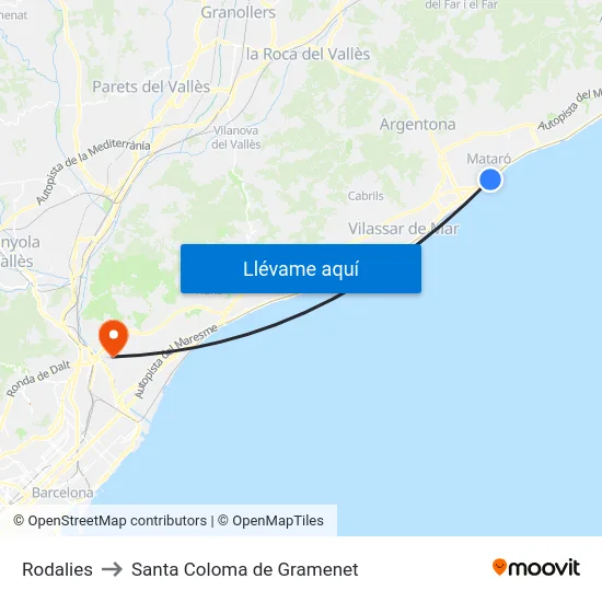 Rodalies to Santa Coloma de Gramenet map