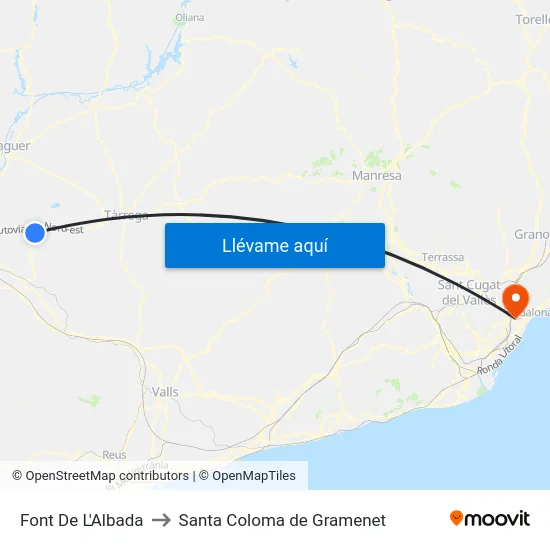 Font De L'Albada to Santa Coloma de Gramenet map