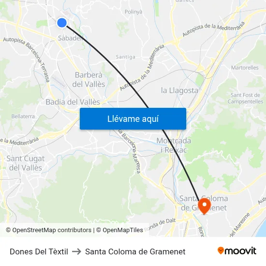 Dones Del Tèxtil to Santa Coloma de Gramenet map