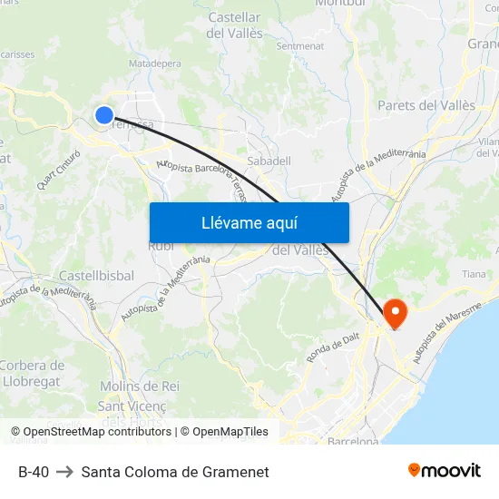 B-40 to Santa Coloma de Gramenet map