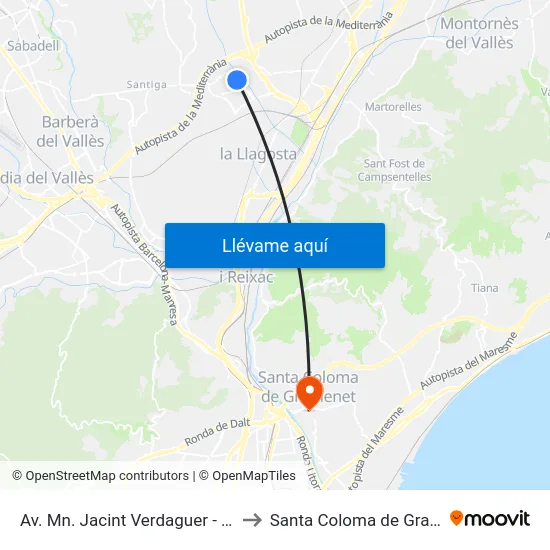Av. Mn. Jacint Verdaguer - Rambla to Santa Coloma de Gramenet map