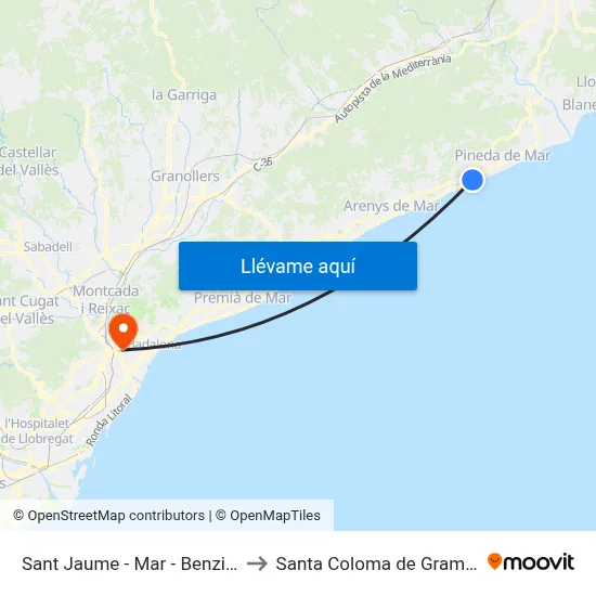 Sant Jaume - Mar - Benzinera to Santa Coloma de Gramenet map