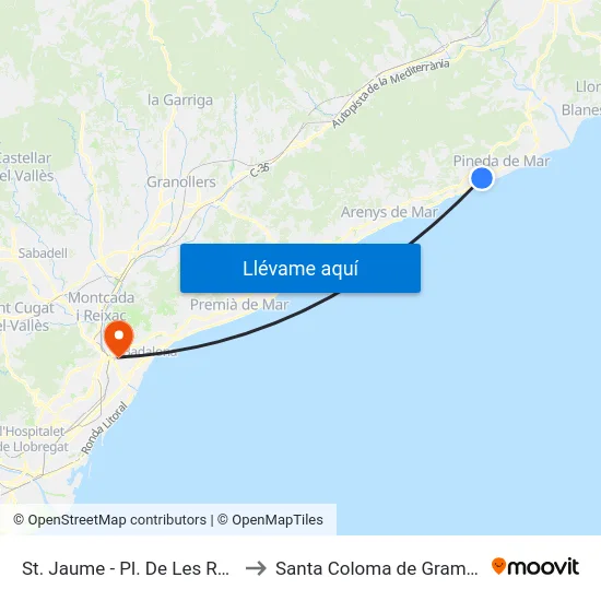 St. Jaume - Pl. De Les Roses to Santa Coloma de Gramenet map