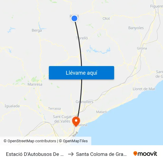 Estació D'Autobusos De Ripoll to Santa Coloma de Gramenet map
