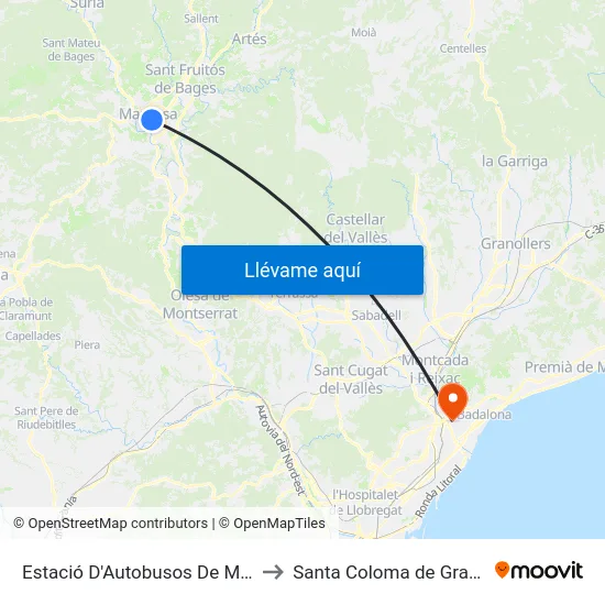Estació D'Autobusos Manresa to Santa Coloma de Gramenet map