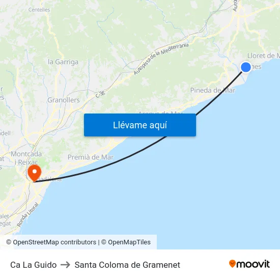 Ca La Guido to Santa Coloma de Gramenet map