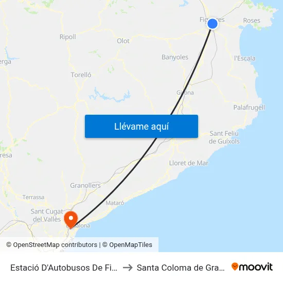 Estació D'Autobusos De Figueres to Santa Coloma de Gramenet map