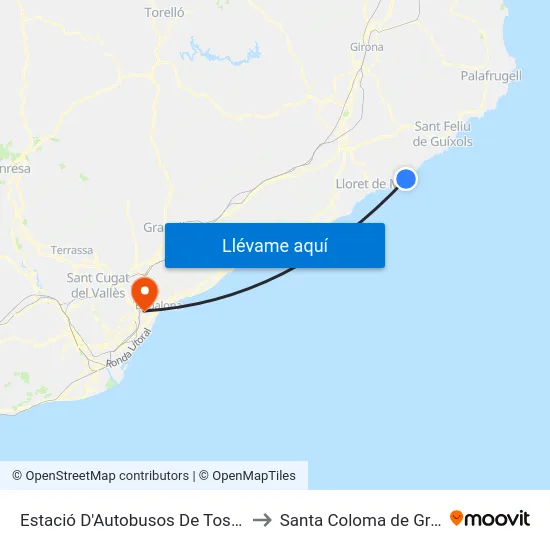 Estació D'Autobusos De Tossa De Mar to Santa Coloma de Gramenet map