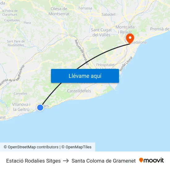 Estació Rodalies Sitges to Santa Coloma de Gramenet map