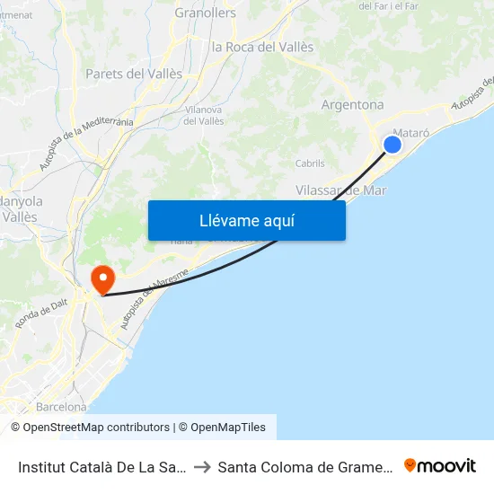 Institut Català De La Salut to Santa Coloma de Gramenet map