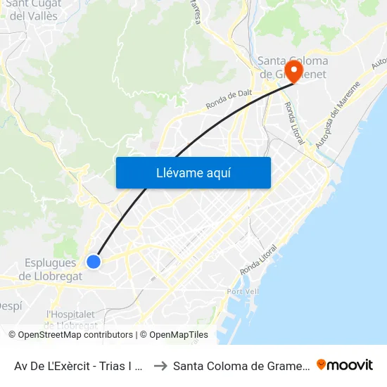 Av De L'Exèrcit - Trias I Giró to Santa Coloma de Gramenet map