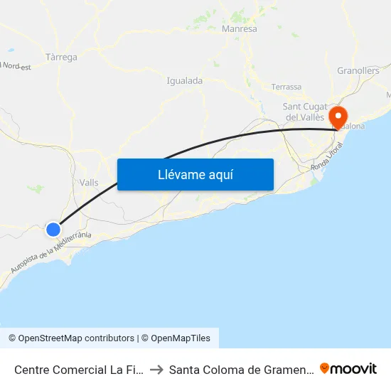 Centre Comercial La Fira to Santa Coloma de Gramenet map