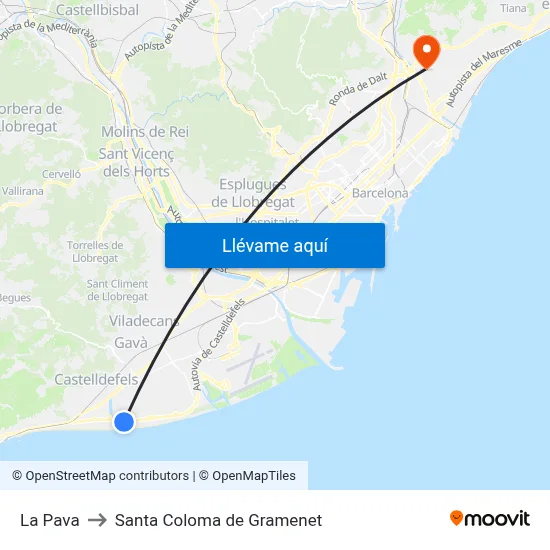 La Pava to Santa Coloma de Gramenet map
