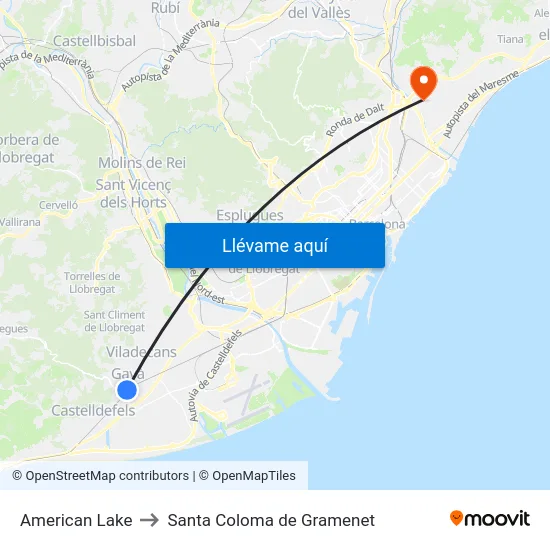 American Lake to Santa Coloma de Gramenet map
