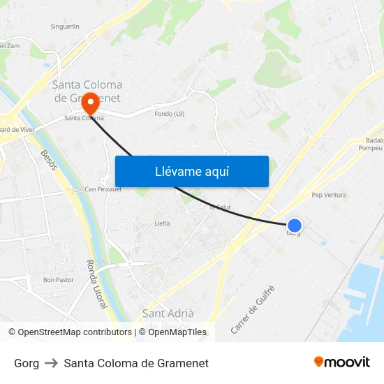 Gorg to Santa Coloma de Gramenet map