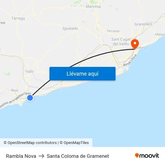 Rambla Nova to Santa Coloma de Gramenet map