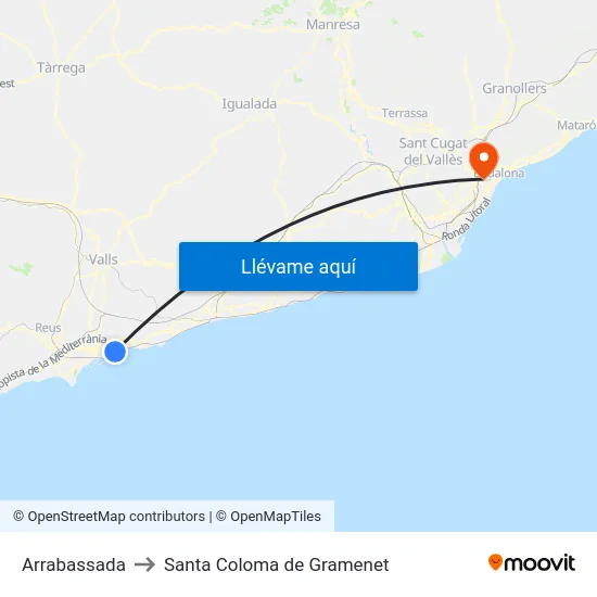 Arrabassada to Santa Coloma de Gramenet map