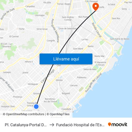 Pl. Catalunya-Portal De L'Àngel to Fundació Hospital de l'Esperit Sant map