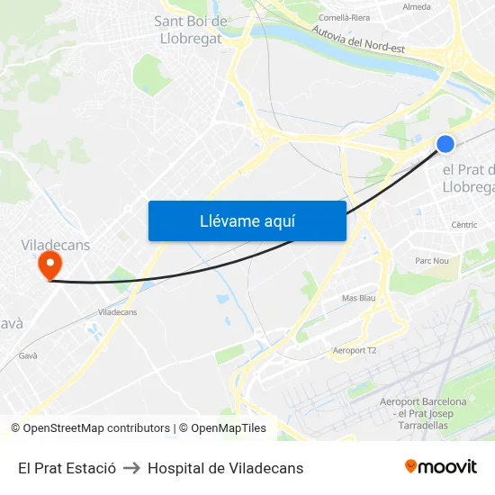 El Prat Estació to Hospital de Viladecans map