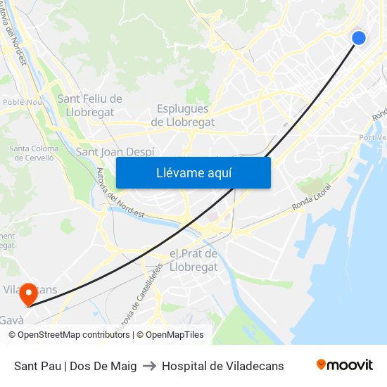 Sant Pau | Dos De Maig to Hospital de Viladecans map
