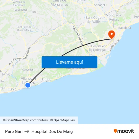 Pare Garí to Hospital Dos De Maig map