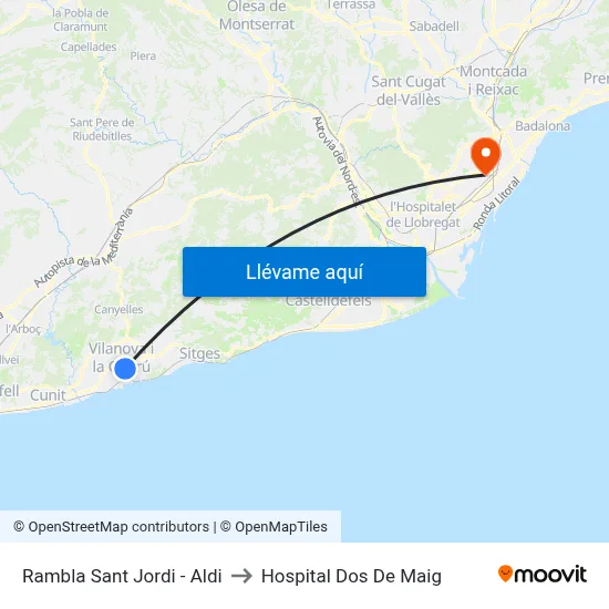 Rambla Sant Jordi - Aldi to Hospital Dos De Maig map