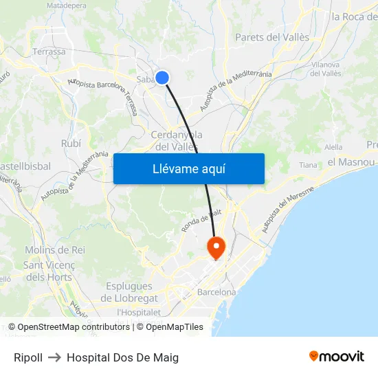 Ripoll to Hospital Dos De Maig map