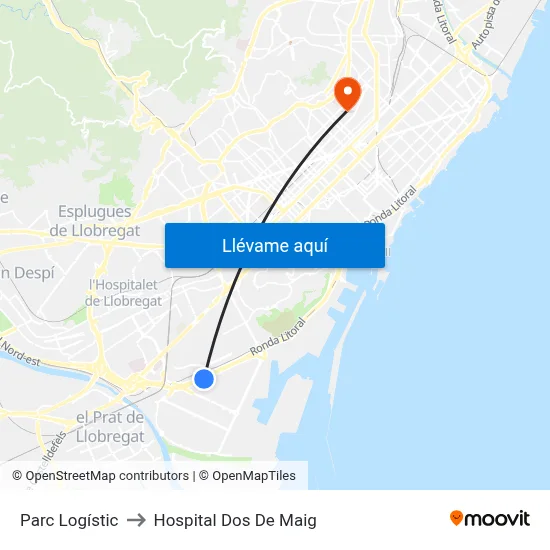 Parc Logístic to Hospital Dos De Maig map